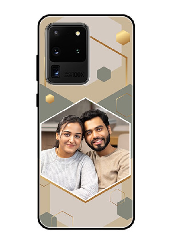 Galaxy S20 Ultra Photo Printing on Glass Case - Stylish Hexagon Pattern Design