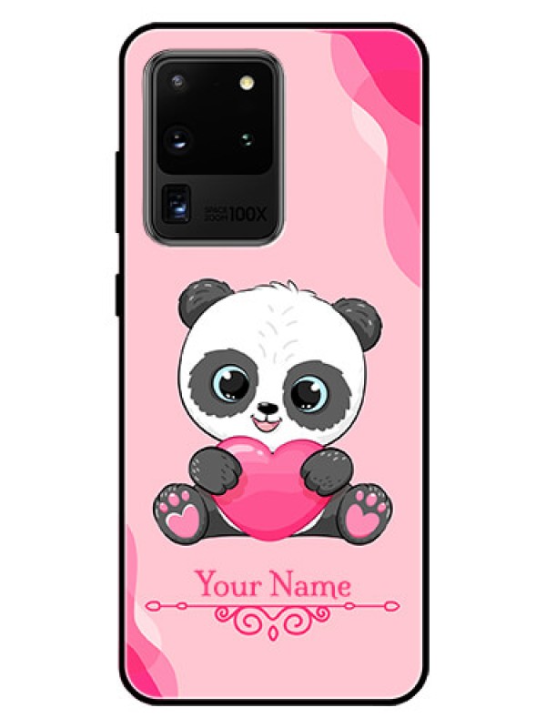 Custom Galaxy S20 Ultra Custom Glass Mobile Case - Cute Panda Design