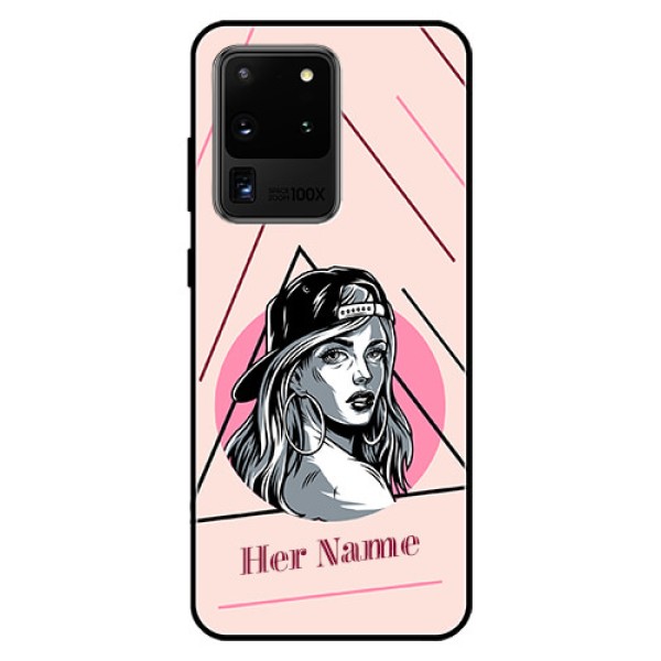Galaxy S20 Ultra Personalized Glass Phone Case - Rockstar Girl Design Galaxy S20 Ultra Personalized Glass Phone Case - Rockstar Girl Design