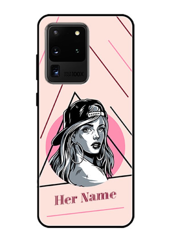 Galaxy S20 Ultra Personalized Glass Phone Case - Rockstar Girl Design