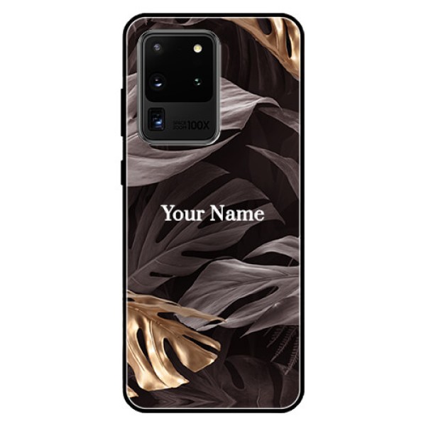 Galaxy S20 Ultra Personalised Glass Phone Case - Wild Leaves digital paint Design Galaxy S20 Ultra Personalised Glass Phone Case - Wild Leaves digital paint Design