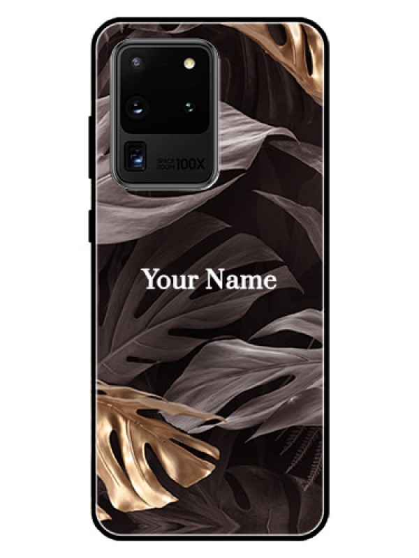 Custom Galaxy S20 Ultra Personalised Glass Phone Case - Wild Leaves digital paint Design