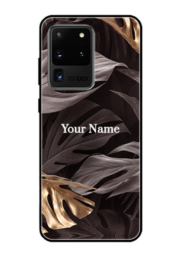 Galaxy S20 Ultra Personalised Glass Phone Case - Wild Leaves digital paint Design