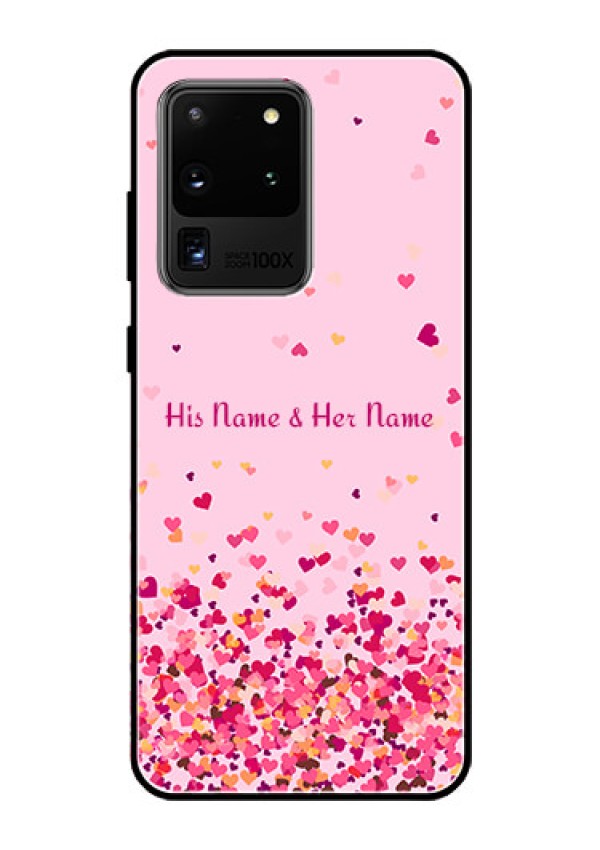 Galaxy S20 Ultra Photo Printing on Glass Case - Floating Hearts Design