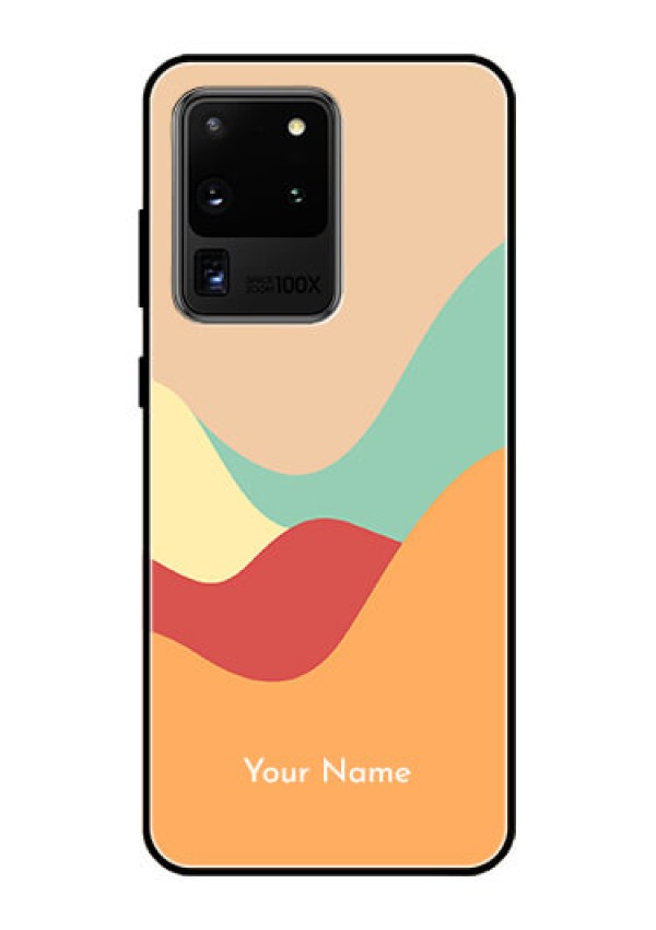 Galaxy S20 Ultra Personalized Glass Phone Case - Ocean Waves Multi-colour Design