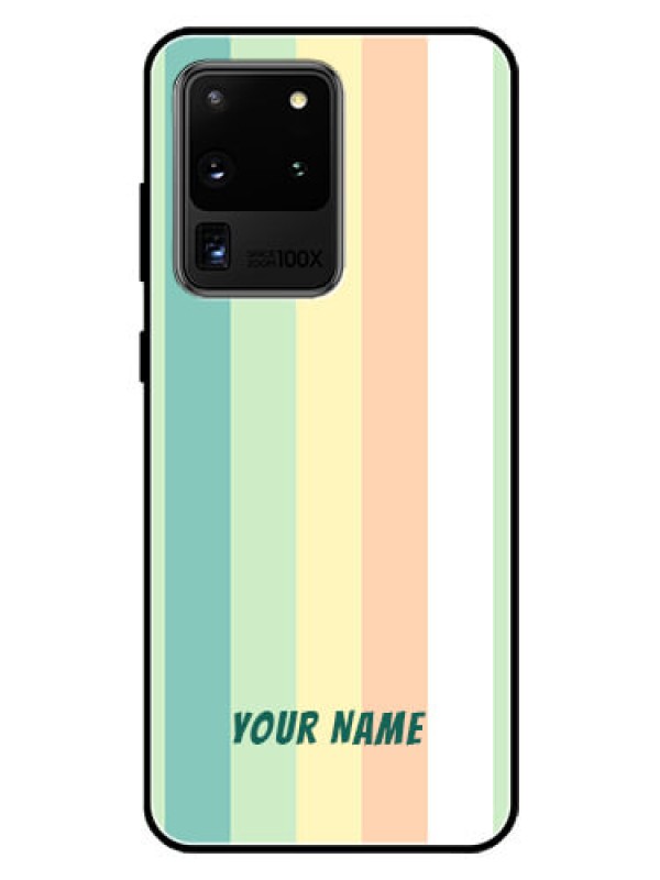 Custom Galaxy S20 Ultra Photo Printing on Glass Case - Multi-colour Stripes Design