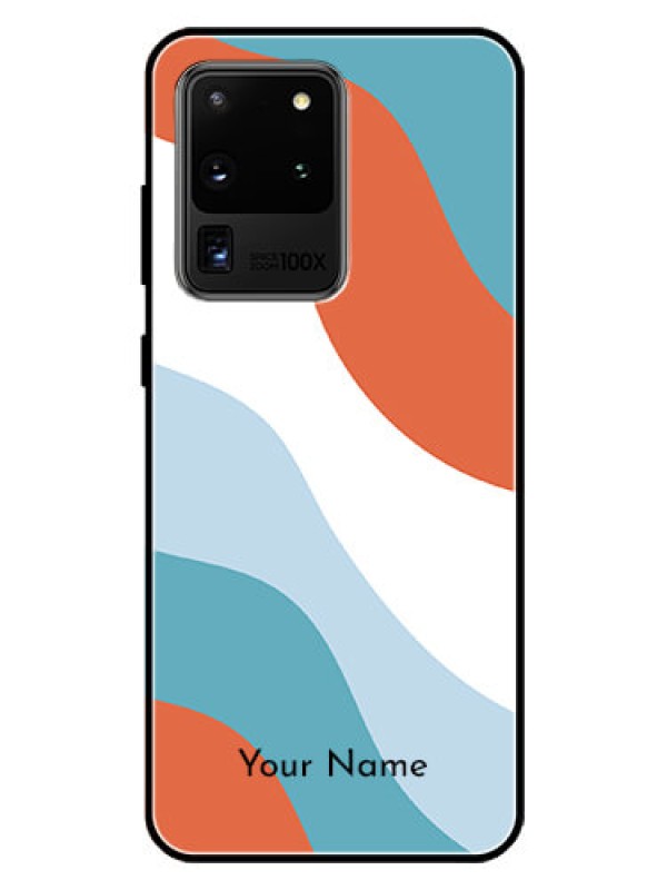 Custom Galaxy S20 Ultra Custom Glass Mobile Case - coloured Waves Design