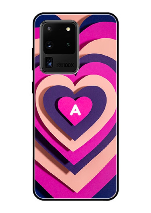 Galaxy S20 Ultra Custom Glass Mobile Case - Cute Heart Pattern Design