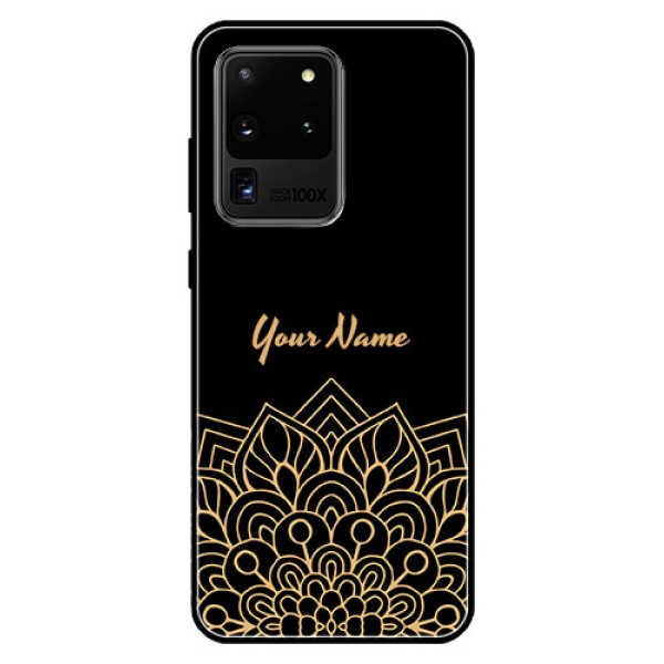 Galaxy S20 Ultra Custom Glass Phone Case - Golden mandala Design