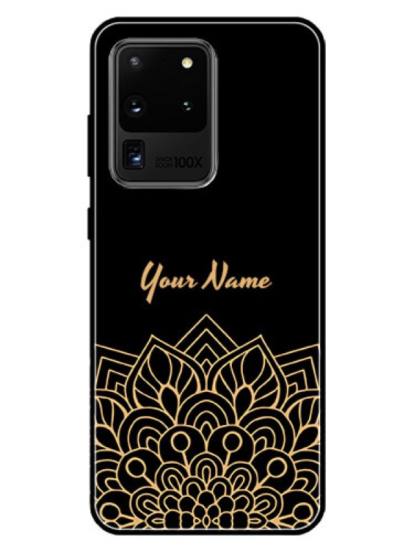 Custom Galaxy S20 Ultra Custom Glass Phone Case - Golden mandala Design