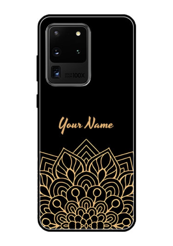 Galaxy S20 Ultra Custom Glass Phone Case - Golden mandala Design