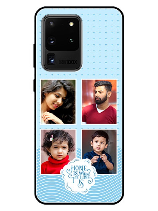 Custom Galaxy S20 Ultra Custom Glass Phone Case - Cute love quote with 4 pic upload Design
