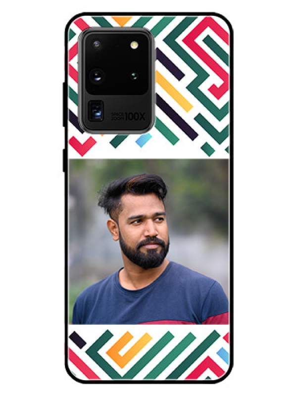 Custom Galaxy S20 Ultra Personalized Glass Phone Case - Colorful Maze Pattern Design