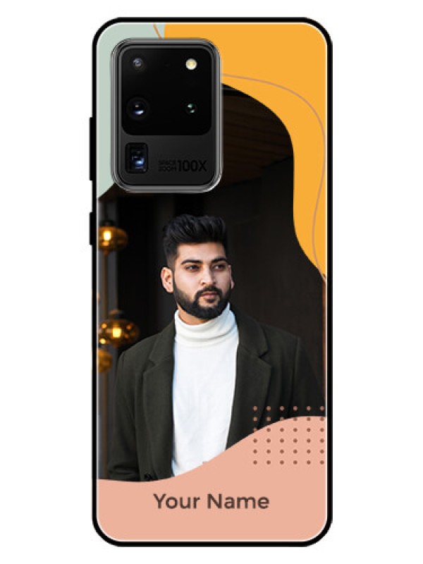 Custom Galaxy S20 Ultra Personalized Glass Phone Case - Tri-coloured overlay design
