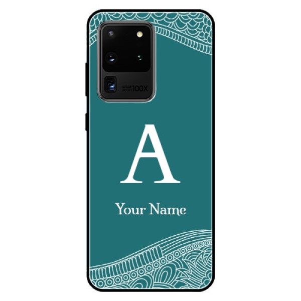 Galaxy S20 Ultra Personalized Glass Phone Case - line art pattern with custom name Design Galaxy S20 Ultra Personalized Glass Phone Case - line art pattern with custom name Design