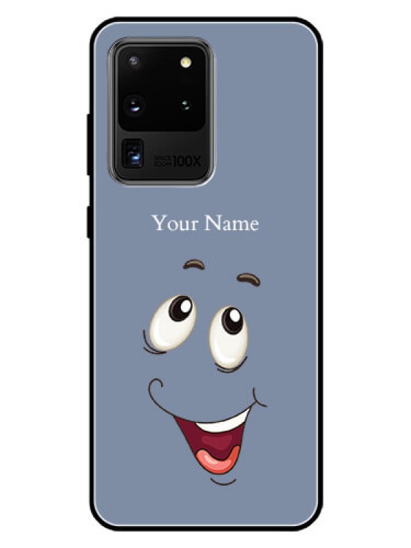 Custom Galaxy S20 Ultra Photo Printing on Glass Case - Laughing Cartoon Face Design