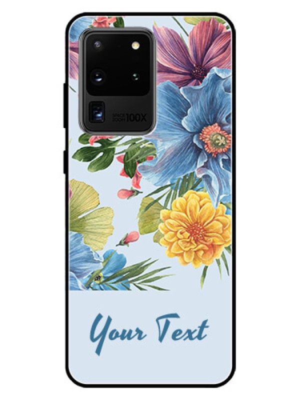 Custom Galaxy S20 Ultra Custom Glass Mobile Case - Stunning Watercolored Flowers Painting Design