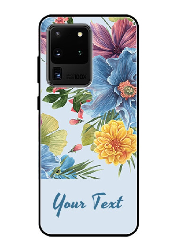 Galaxy S20 Ultra Custom Glass Mobile Case - Stunning Watercolored Flowers Painting Design