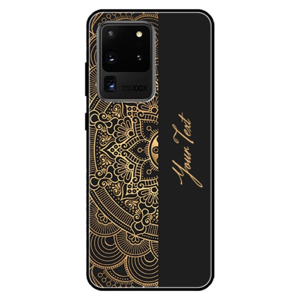 Galaxy S20 Ultra Photo Printing on Glass Case - Mandala art with custom text Design Galaxy S20 Ultra Photo Printing on Glass Case - Mandala art with custom text Design