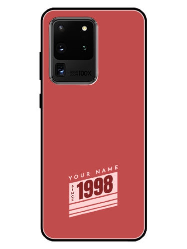 Custom Galaxy S20 Ultra Custom Glass Phone Case - Red custom year of birth Design