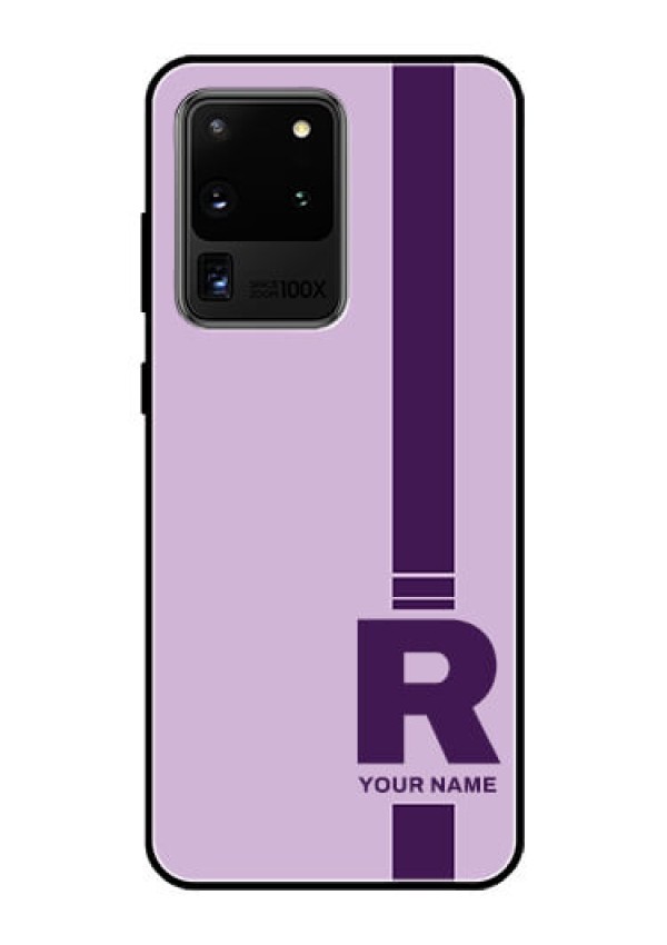 Galaxy S20 Ultra Photo Printing on Glass Case - Simple dual tone stripe with name Design