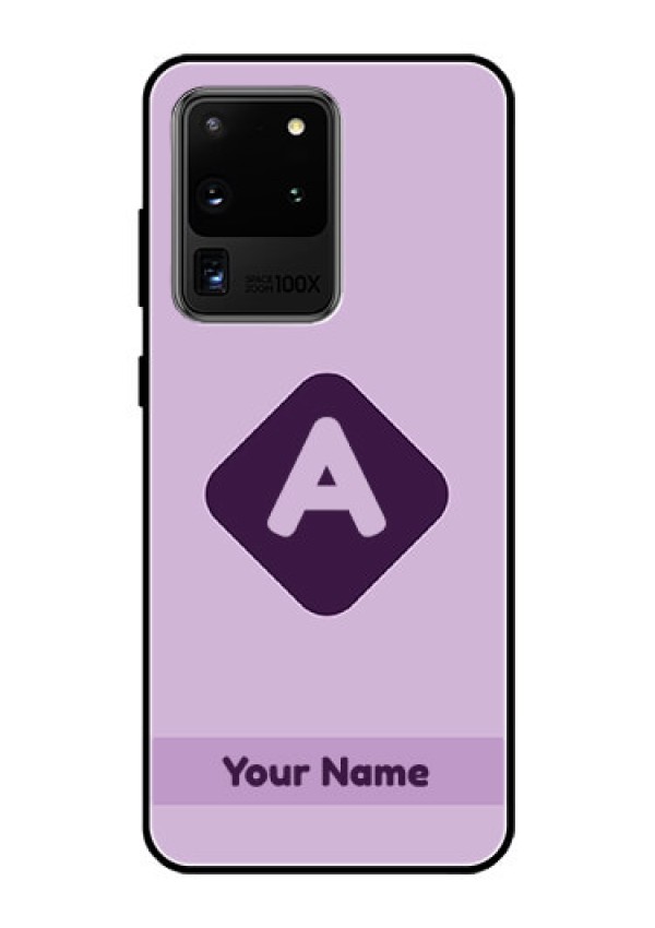 Galaxy S20 Ultra Custom Glass Mobile Case - Custom Letter in curved badge Design