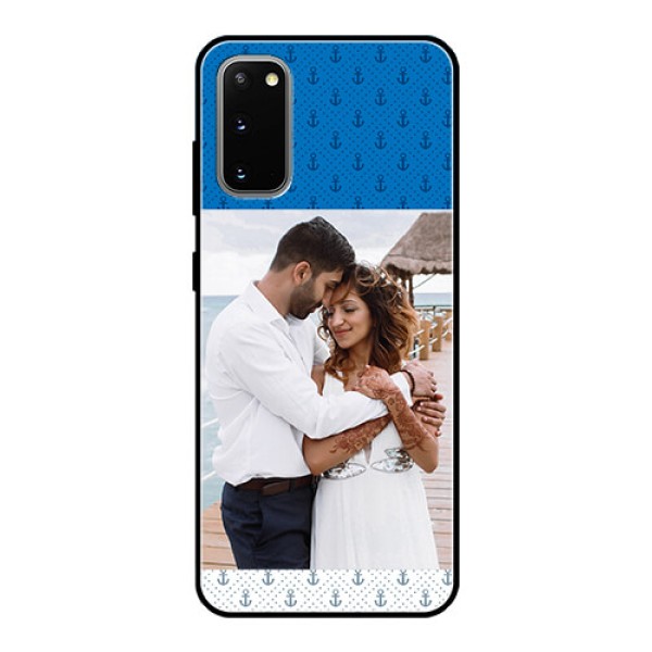 Galaxy S20 Photo Printing on Glass Case - Blue Anchors Design Galaxy S20 Photo Printing on Glass Case - Blue Anchors Design