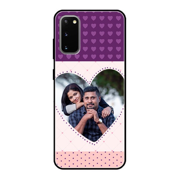 Galaxy S20 Custom Glass Phone Case  - Violet Love Dots Design