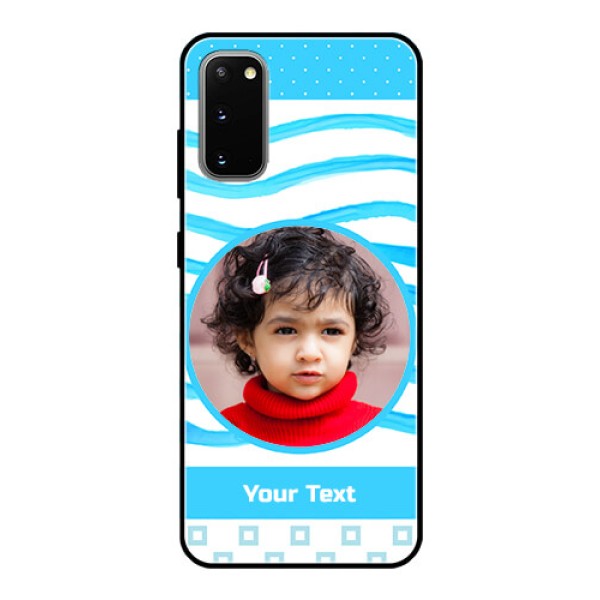 Galaxy S20 Custom Glass Phone Case  - Simple Blue Case Design