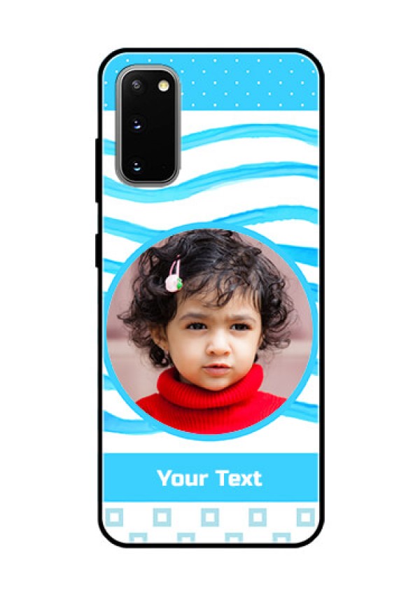 Galaxy S20 Custom Glass Phone Case  - Simple Blue Case Design