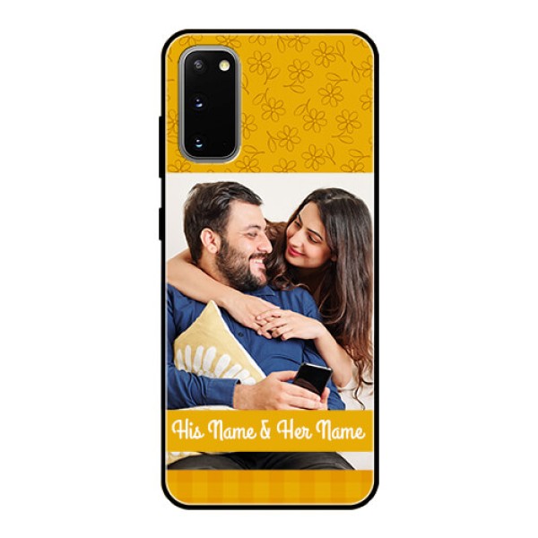Galaxy S20 Custom Glass Mobile Case - Yellow Floral Design Galaxy S20 Custom Glass Mobile Case - Yellow Floral Design