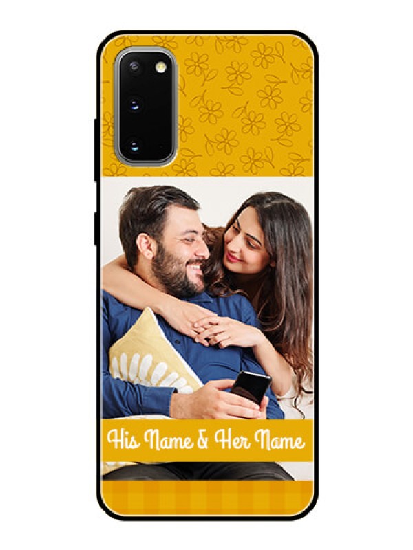 Custom Galaxy S20 Custom Glass Mobile Case  - Yellow Floral Design