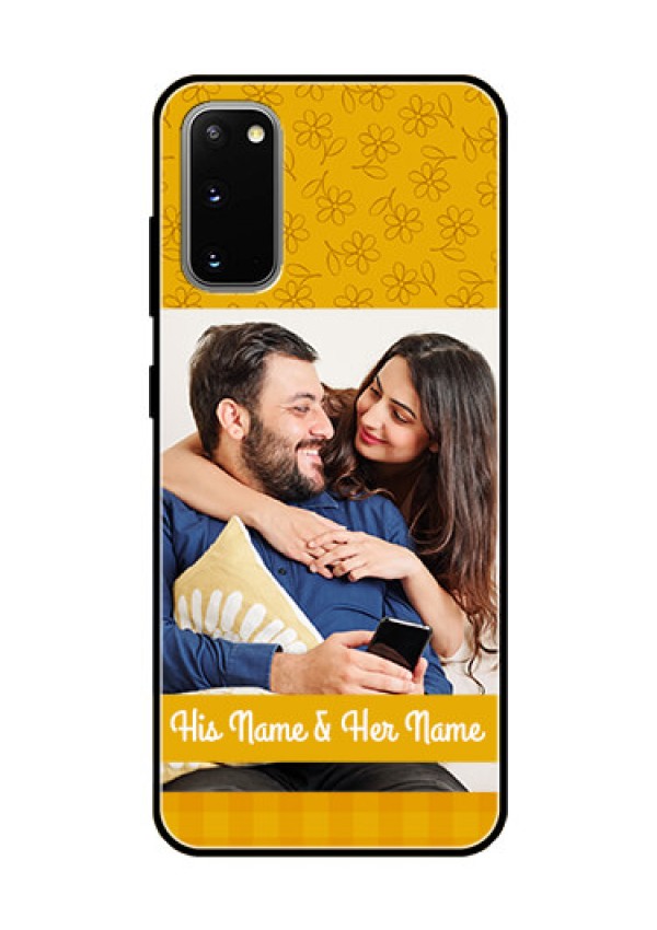 Galaxy S20 Custom Glass Mobile Case  - Yellow Floral Design