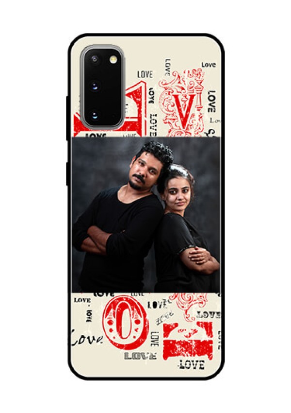 Galaxy S20 Photo Printing on Glass Case  - Trendy Love Design Case