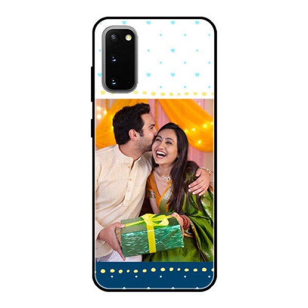 Galaxy S20 Personalized Glass Phone Case - White and Blue Abstract Design Galaxy S20 Personalized Glass Phone Case - White and Blue Abstract Design
