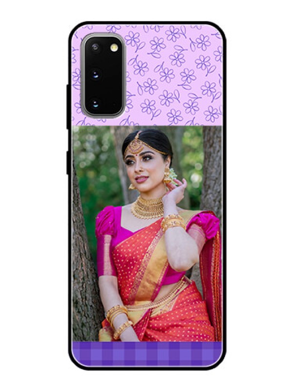 Custom Galaxy S20 Custom Glass Phone Case  - Purple Floral Design