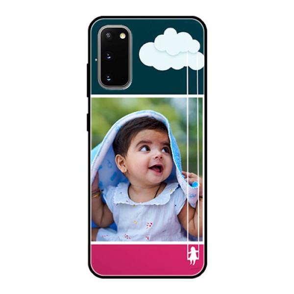 Galaxy S20 Custom Glass Phone Case  - Cute Girl with Cloud Design