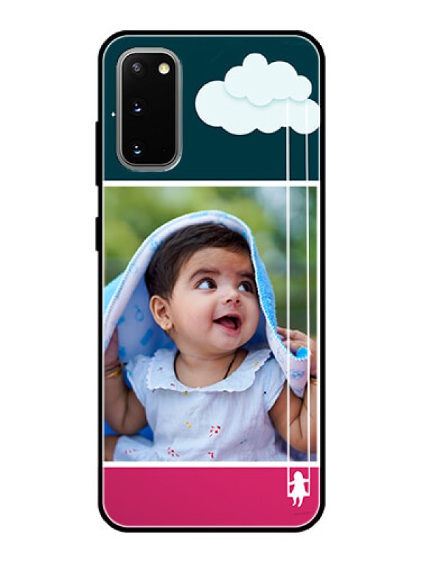 Custom Galaxy S20 Custom Glass Phone Case  - Cute Girl with Cloud Design