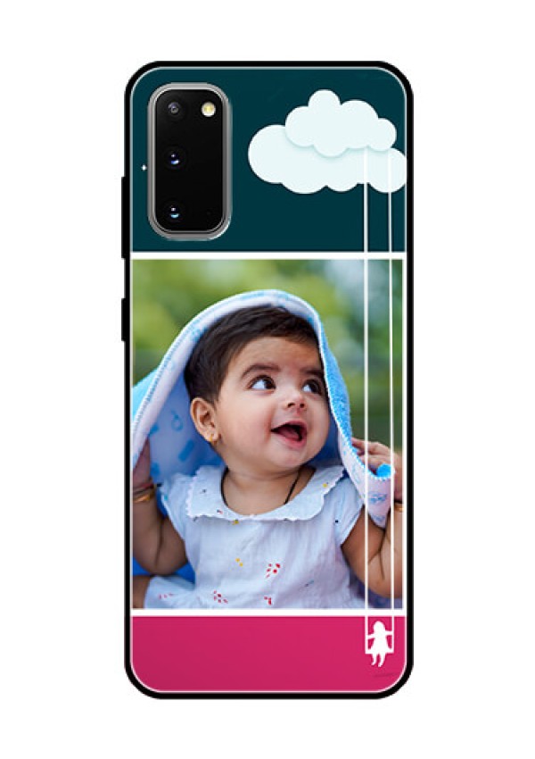 Galaxy S20 Custom Glass Phone Case  - Cute Girl with Cloud Design