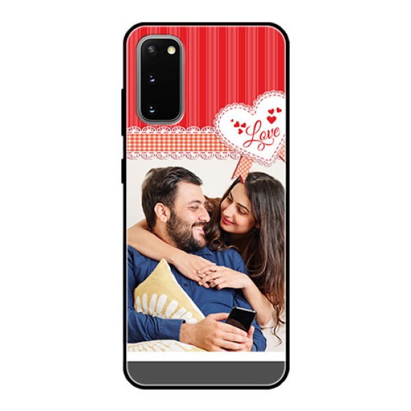 Galaxy S20 Custom Glass Mobile Case  - Red Love Pattern Design