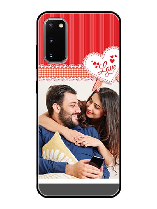 Custom Galaxy S20 Custom Glass Mobile Case  - Red Love Pattern Design