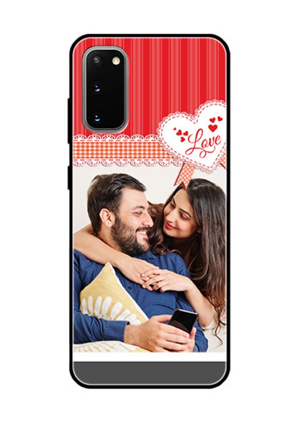 Galaxy S20 Custom Glass Mobile Case  - Red Love Pattern Design