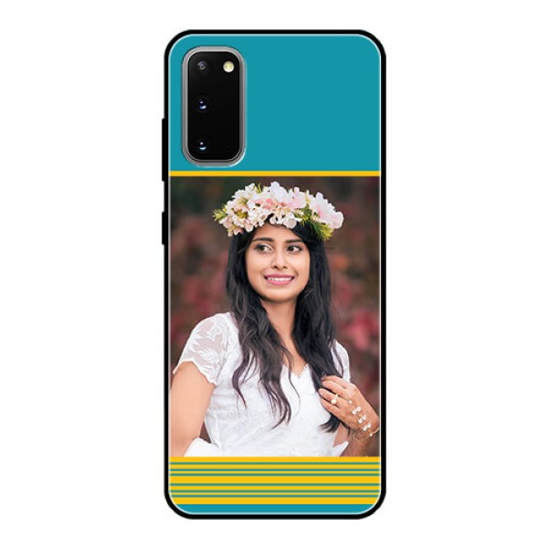 Galaxy S20 Custom Glass Phone Case  - Yellow & Blue Design 