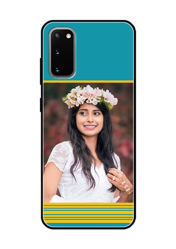 Galaxy S20 Custom Glass Phone Case  - Yellow & Blue Design 
