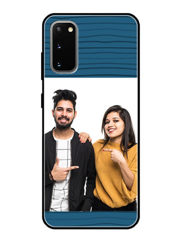 Custom Galaxy S20 Custom Glass Phone Case  - Blue Pattern Cover Design