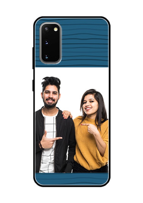 Galaxy S20 Custom Glass Phone Case  - Blue Pattern Cover Design