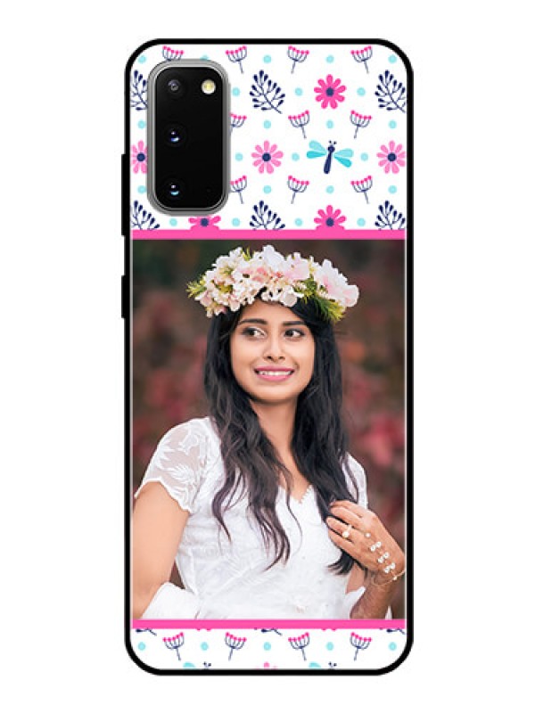 Custom Galaxy S20 Photo Printing on Glass Case  - Colorful Flower Design
