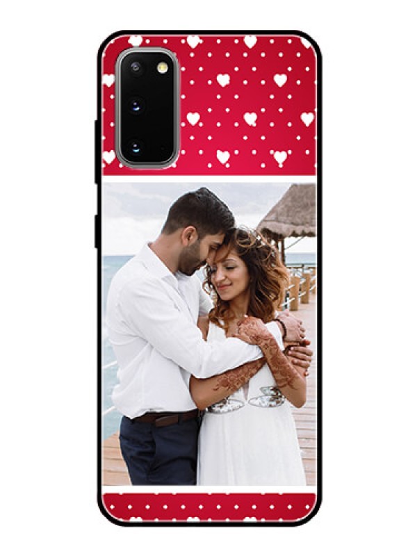 Custom Galaxy S20 Photo Printing on Glass Case  - Hearts Mobile Case Design
