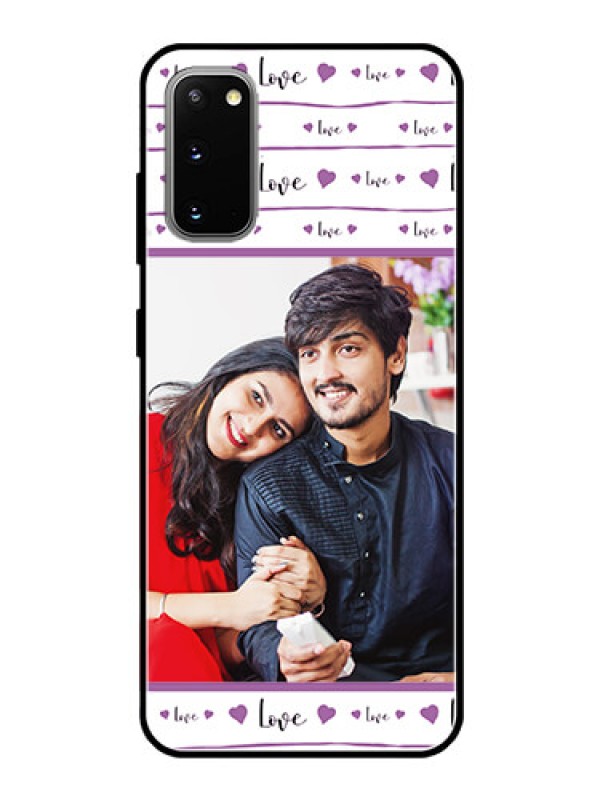 Custom Galaxy S20 Custom Glass Mobile Case  - Couples Heart Design
