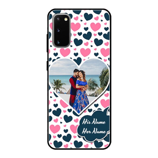 Galaxy S20 Custom Glass Phone Case - Pink & Blue Heart Design Galaxy S20 Custom Glass Phone Case - Pink & Blue Heart Design